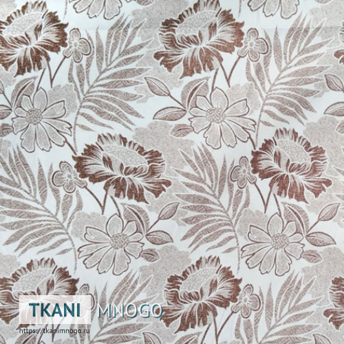 Фото ткани 648-1 - белый цветы. Производитель Китай. Замша крупным планом.